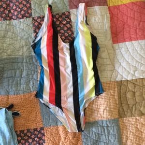 Multicolored Striped high rise one-piece NWT